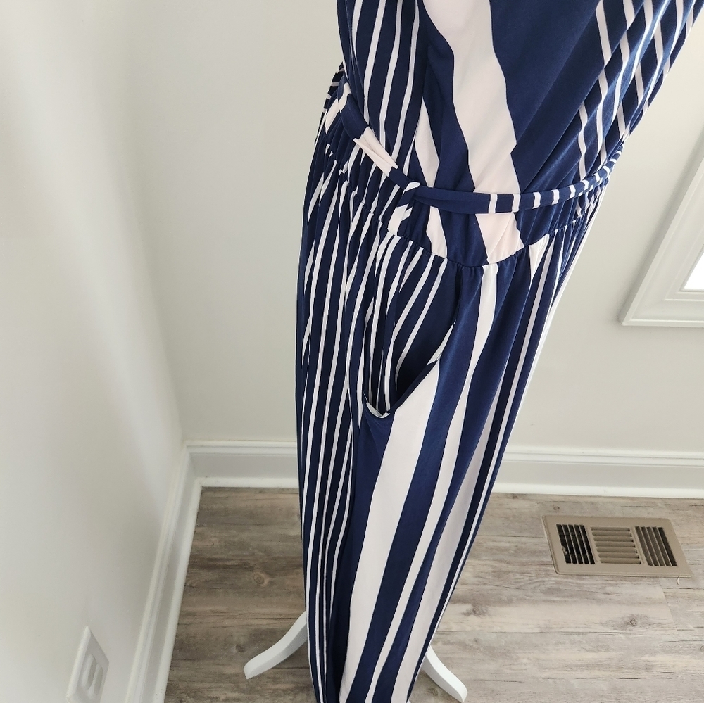 Navy Multi Jumpsuit with Sash - Picture 3 of 7